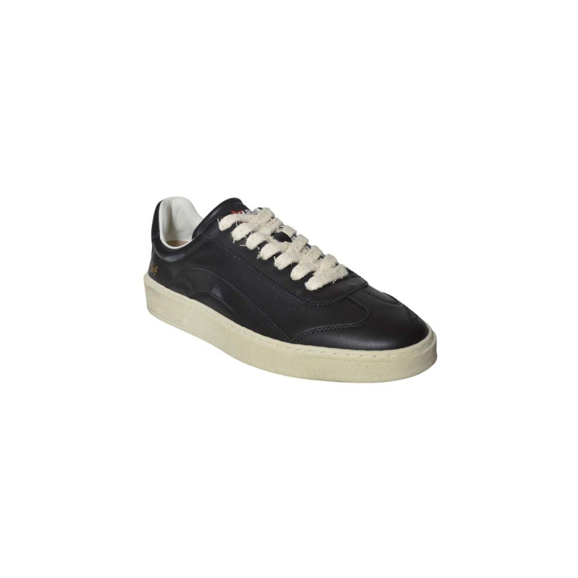 Dsquared2 Low-Top Black Leather Sneakers With Off-White Sole