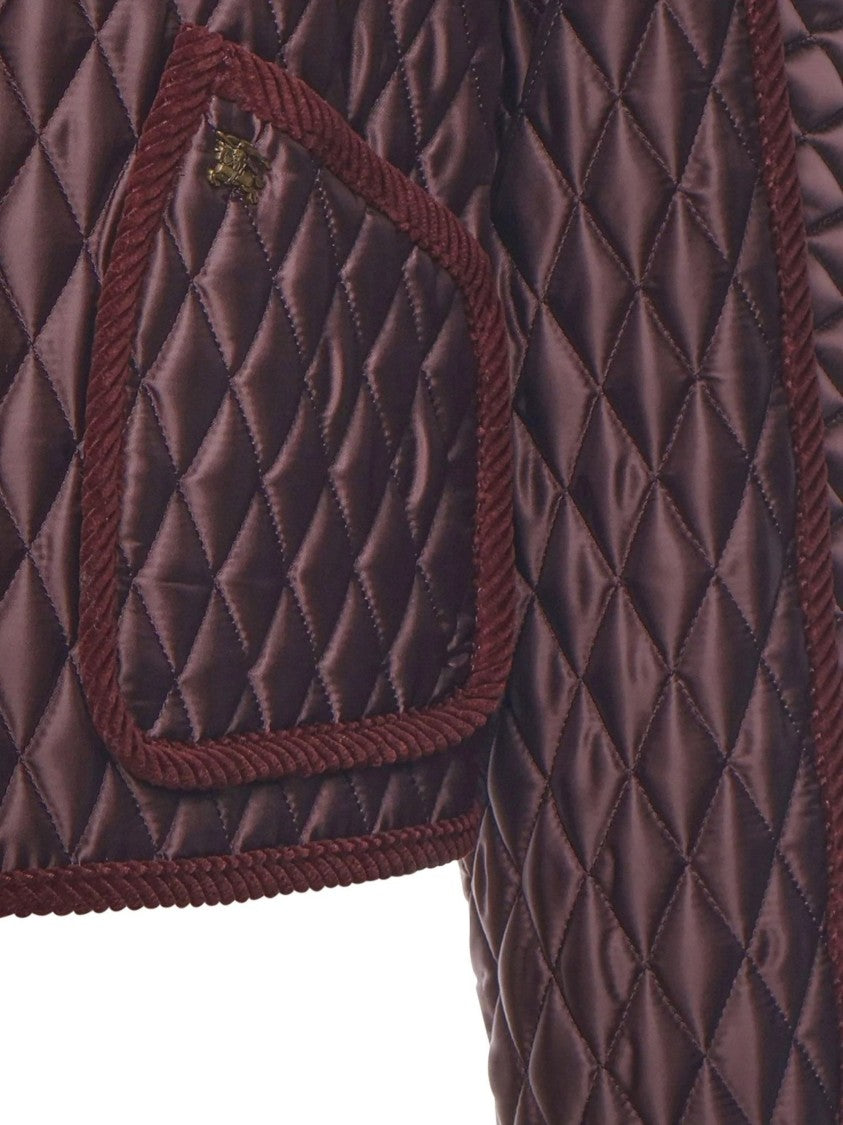 Burberry Cropped Quilted Jacket With Structured Collar And Metallic Button Closure