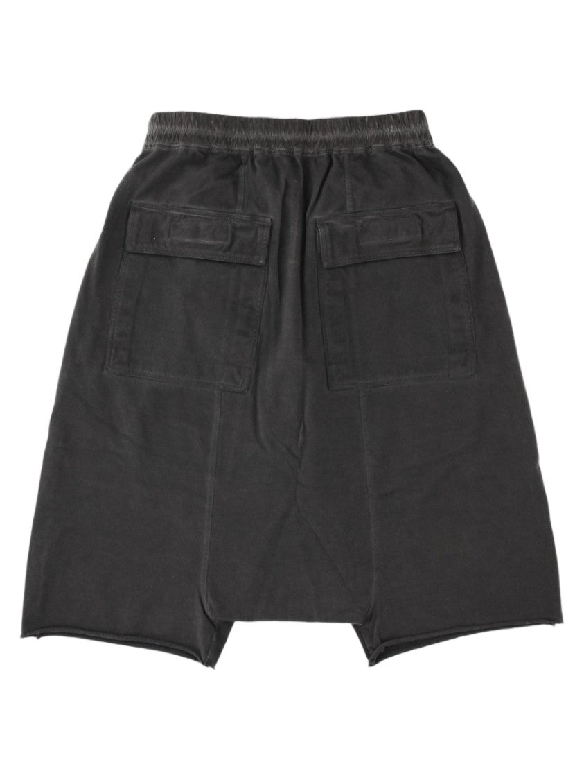 Drkshdw By Rick Owens Black Contrast Drawstring Flap Pocket Cotton Shorts