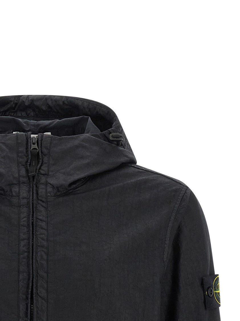 Stone Island Marbled Panama Woven Jacket With Adjustable Hood