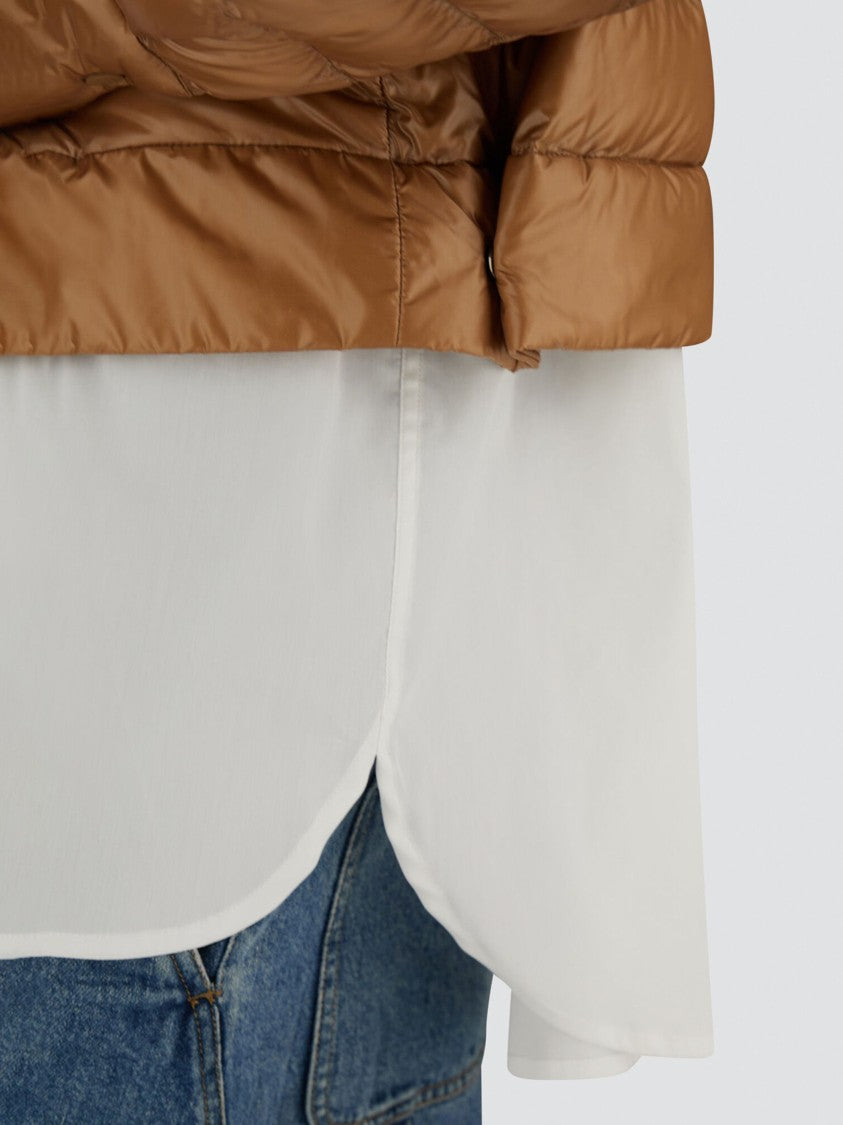 Herno Brown Striped Quilting Ultralight Nylon Down Jacket