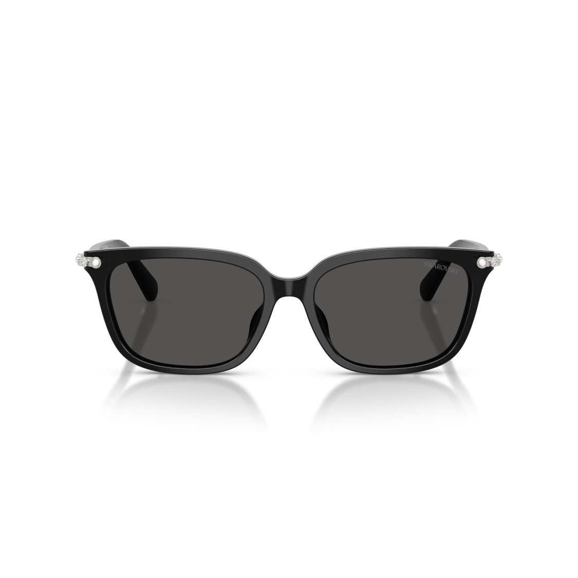 Swarovski 0Sk6064d Rectangular Black Acetate Sunglasses With Crystal-Embellished Hinges