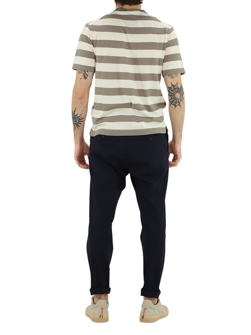 Cruna Short-Sleeved Horizontal Neutral Tone Striped T-Shirt