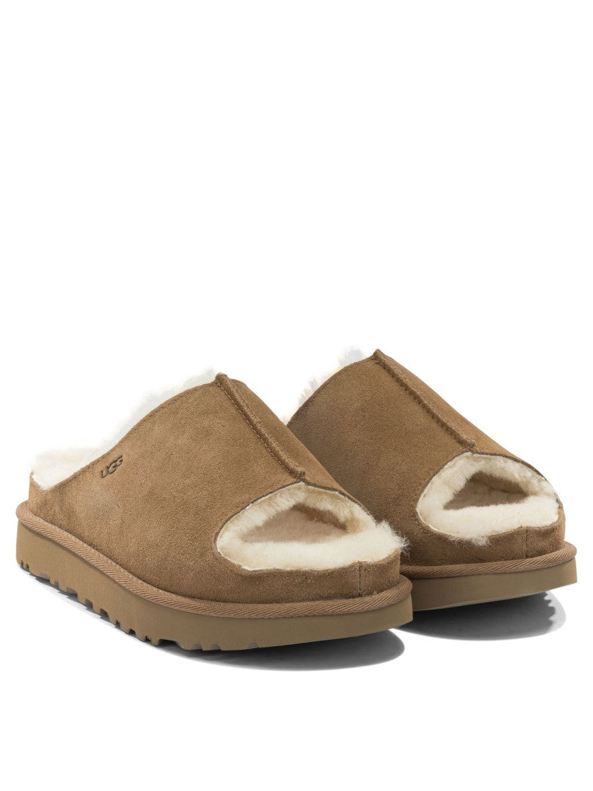 Ugg Open-Toe Suede Sandals With Plush Shearling Lining
