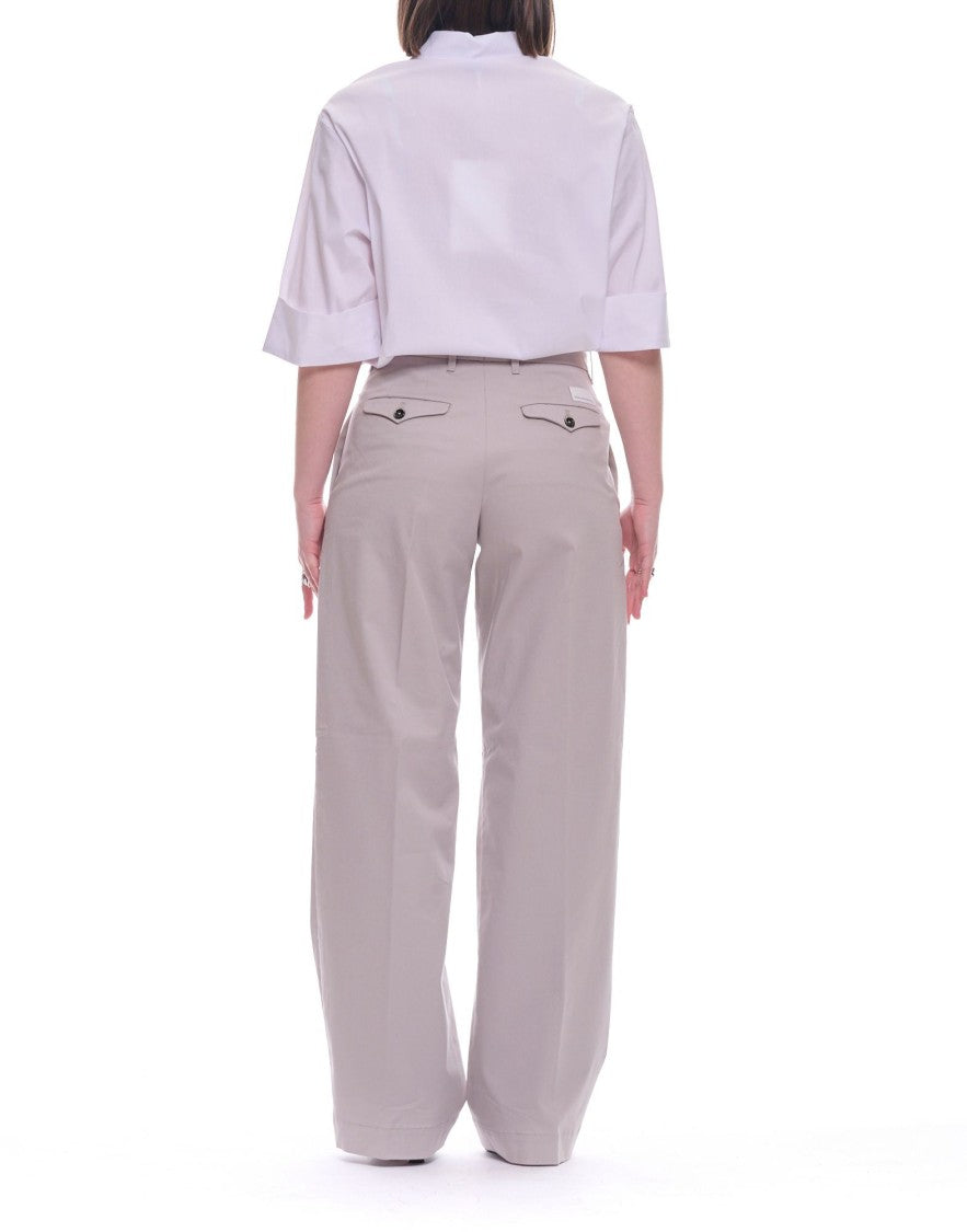 Nine In The Morning Iron Calypso Boy Pleated Cotton-Blend Wide-Leg Pants