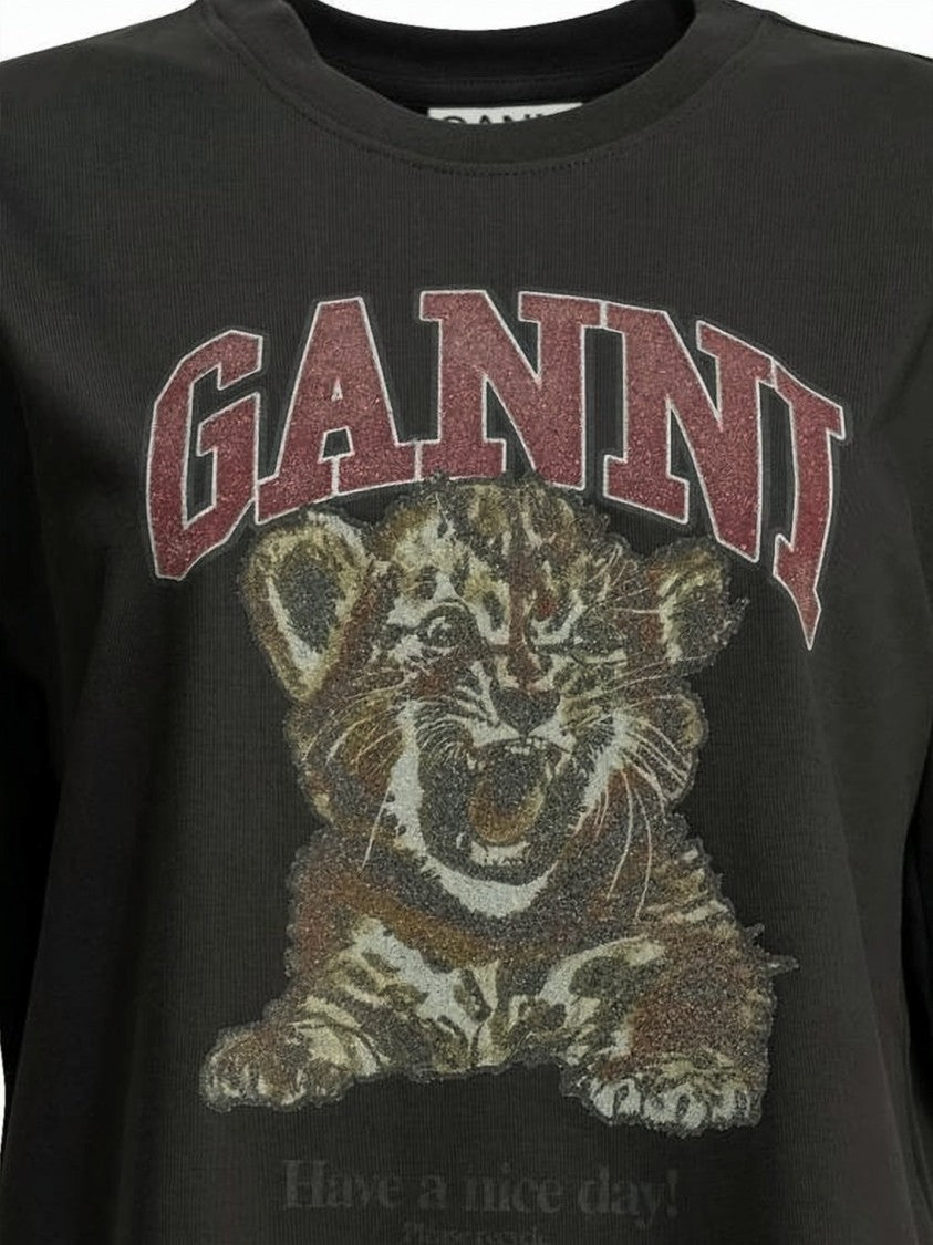 Ganni Vintage Graphic Print T-Shirt With Relaxed Fit