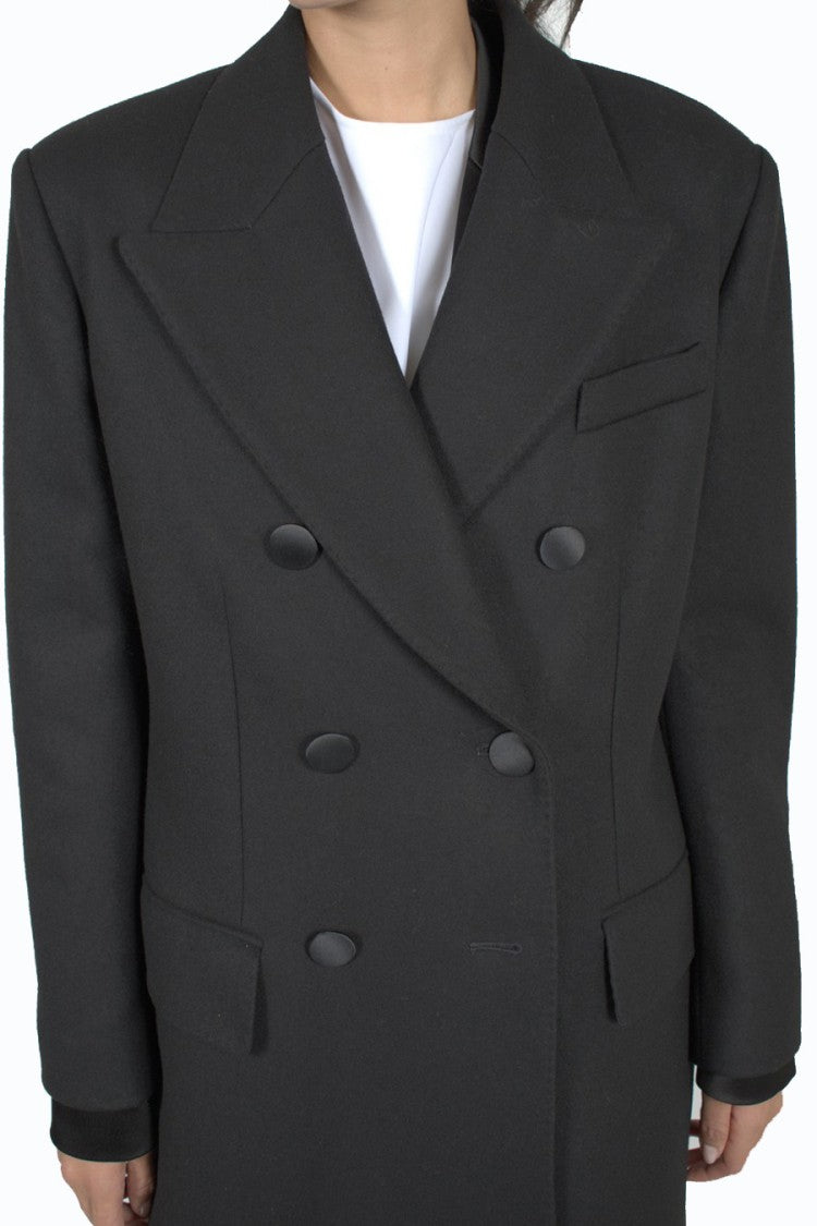 Dolce & Gabbana Black Double-Breasted Virgin Wool-Blend Coat