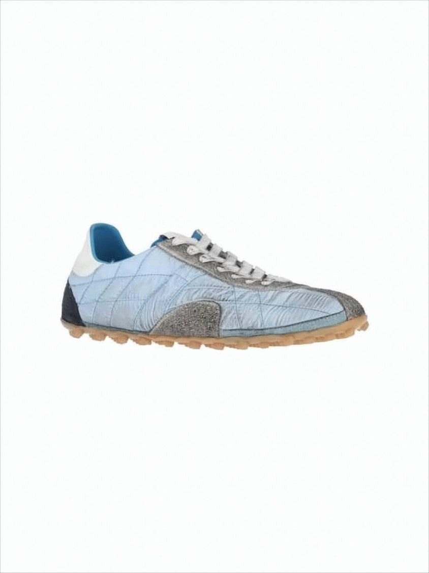Maison Margiela Quilted Blue Sneakers With Suede Overlays