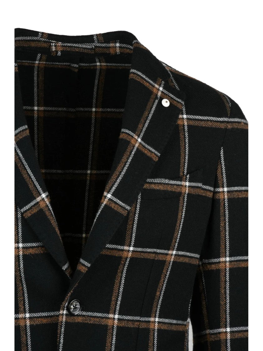 L.B.M. 1911 Round Jacket In Wool Blend With Large Check Pattern