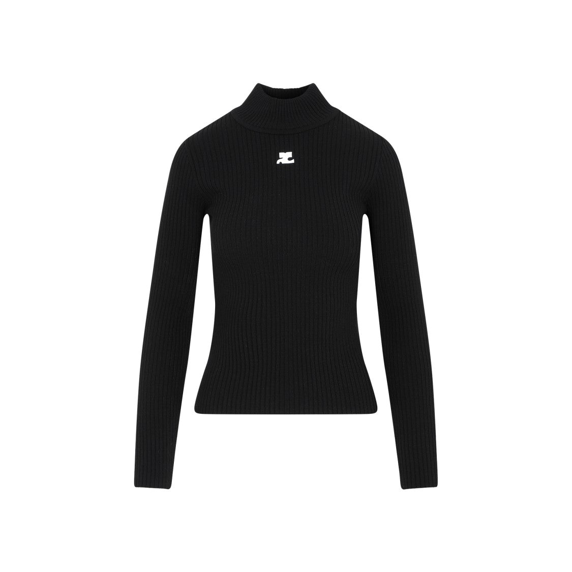 Courrèges Black Ribbed Jumper With Roll Neck
