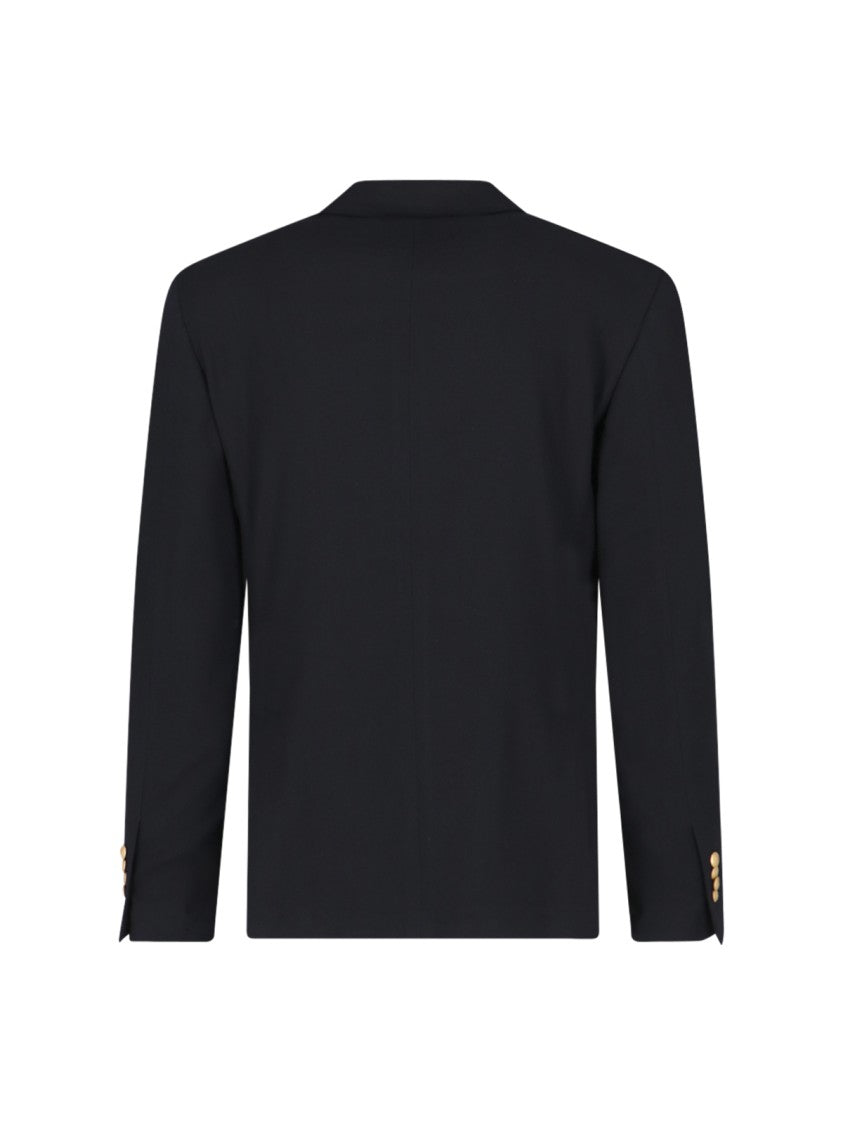 Lardini Blue Double-Breasted Wool-Blend Blazer
