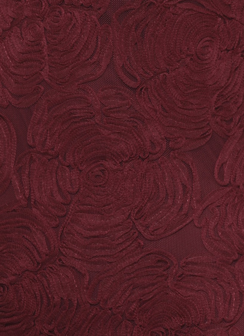 Rotate Burgundy Mermaid Dress With Fabric Flower Embellishments