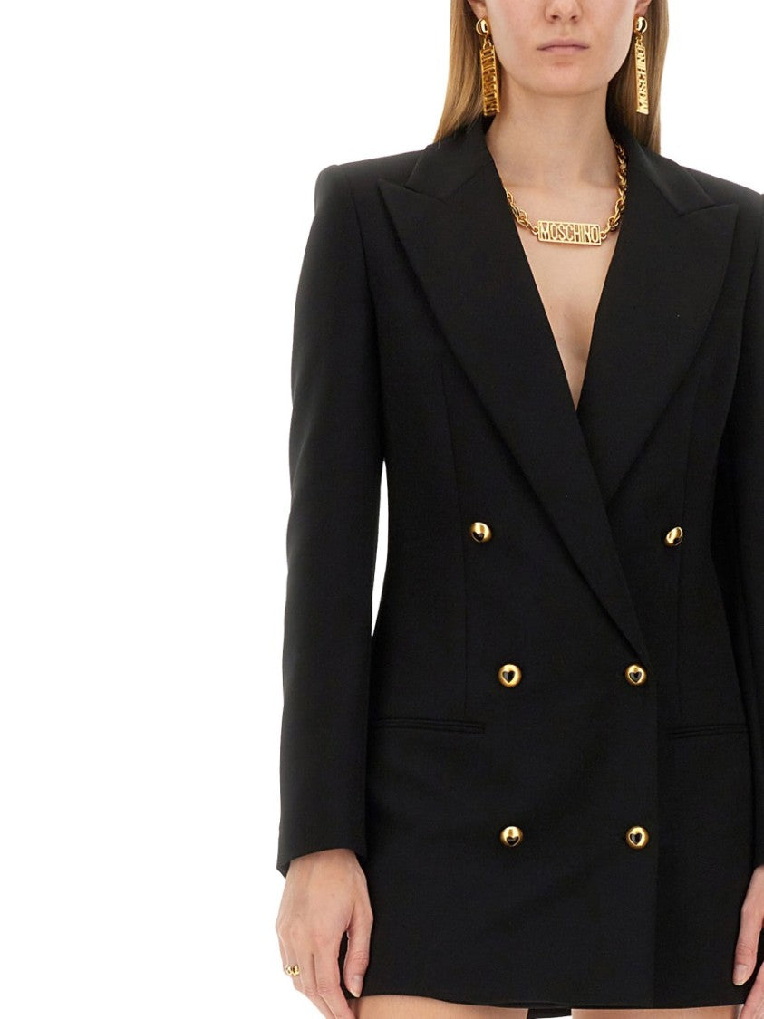 Moschino Tailored Black Jacket Dress With Gold-Tone Buttons