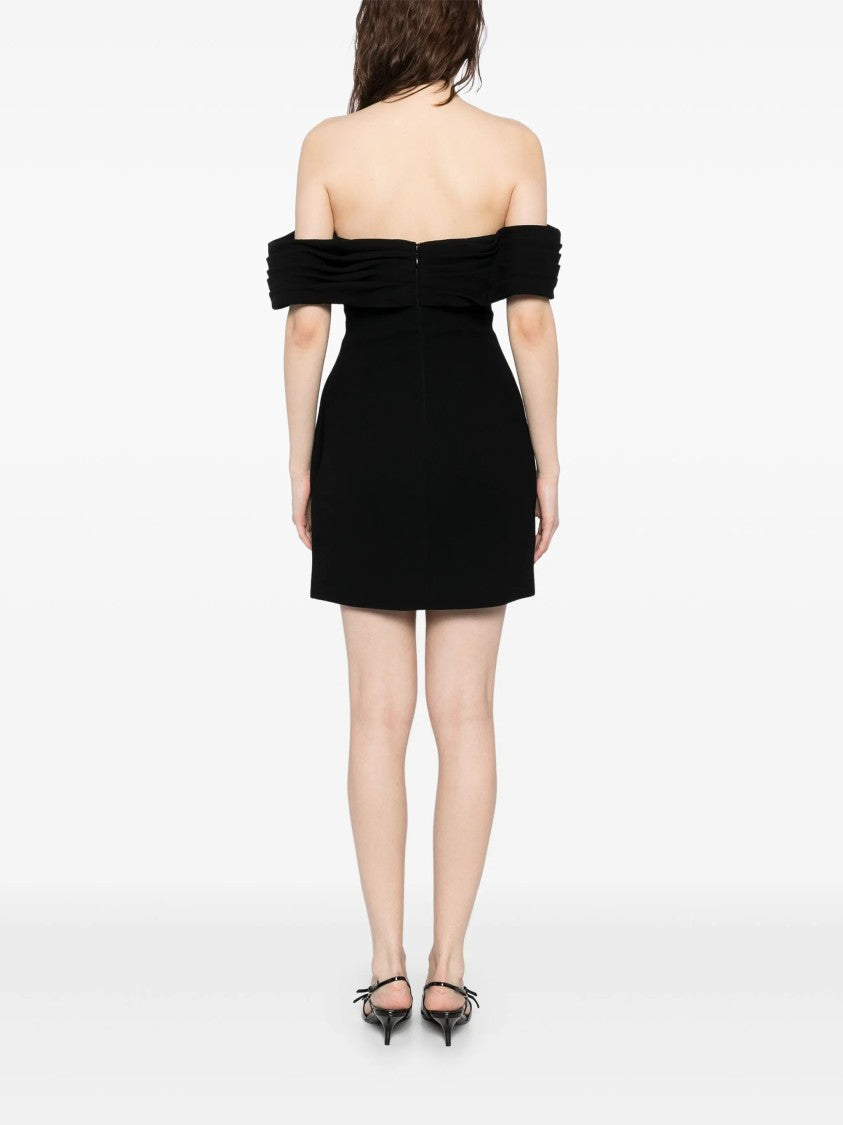 Saiid Kobeisy Jet Black Off-Shoulder Short Dress With Spectrum Embellishments