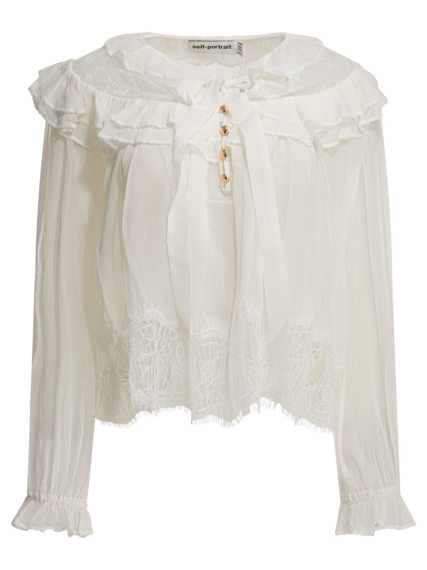 Self-Portrait Georgette Lace Blouse