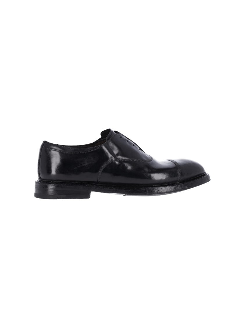 Premiata Black Leather Slip-On Derby