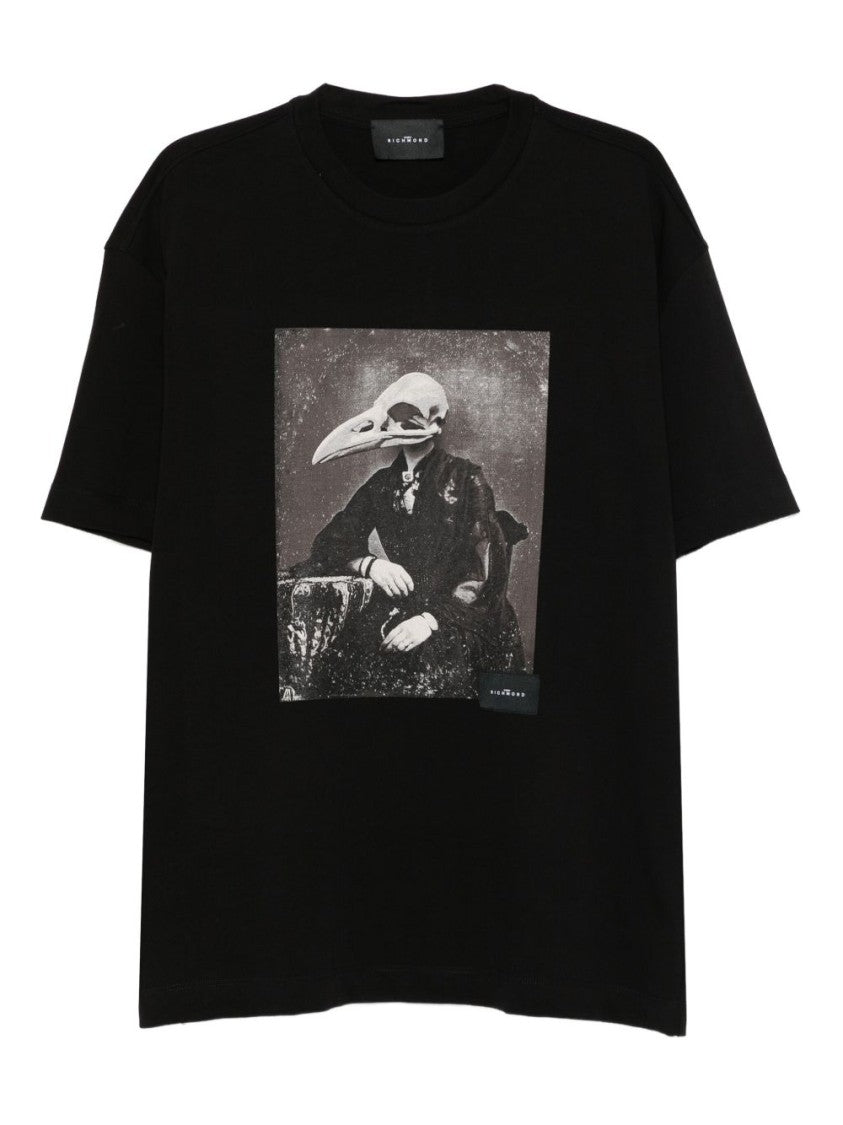 John Richmond Graphically Styled Black Crew Neck T-Shirt