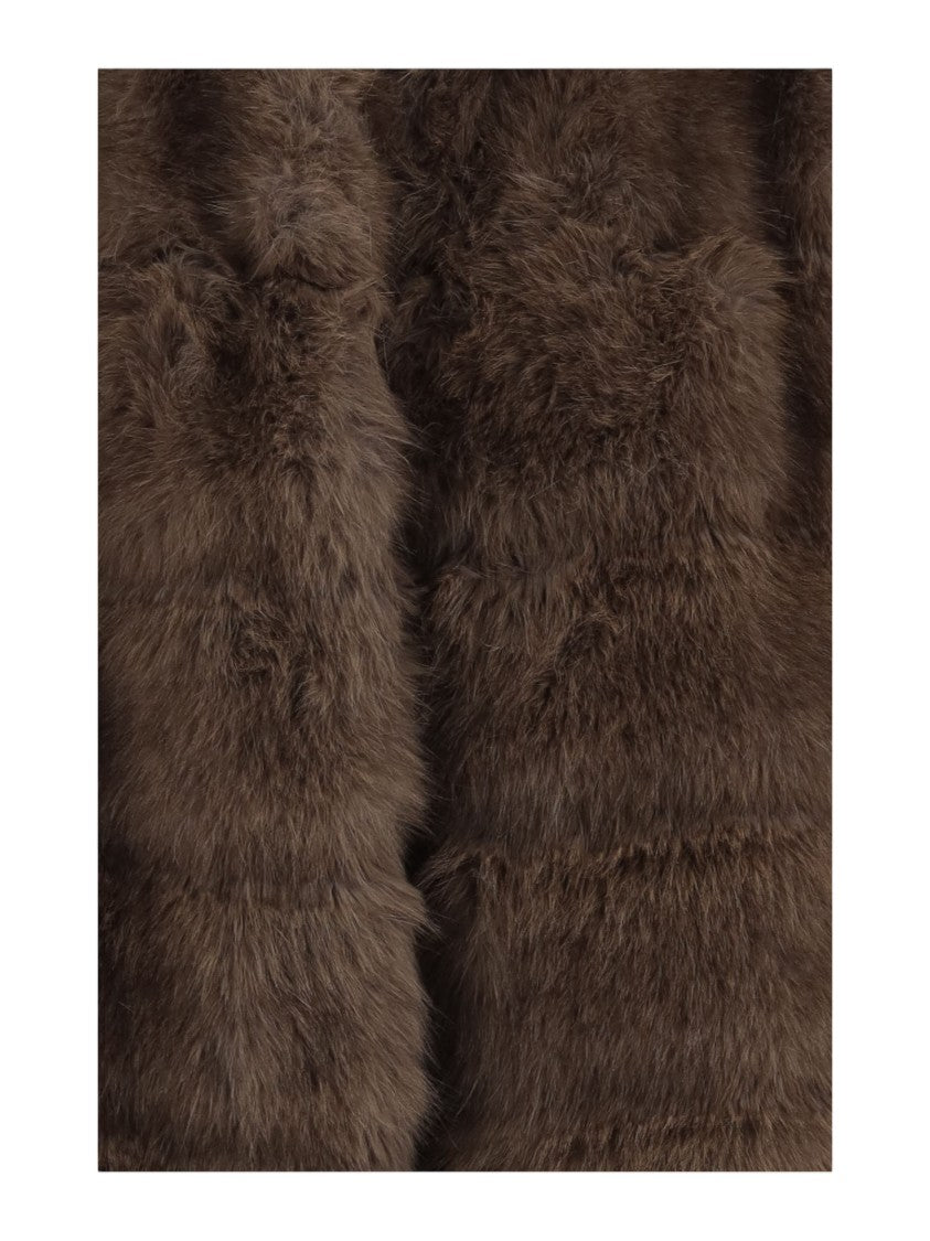 Uncommon Brown Short-Sleeve Fringe Faux Fur Jacket