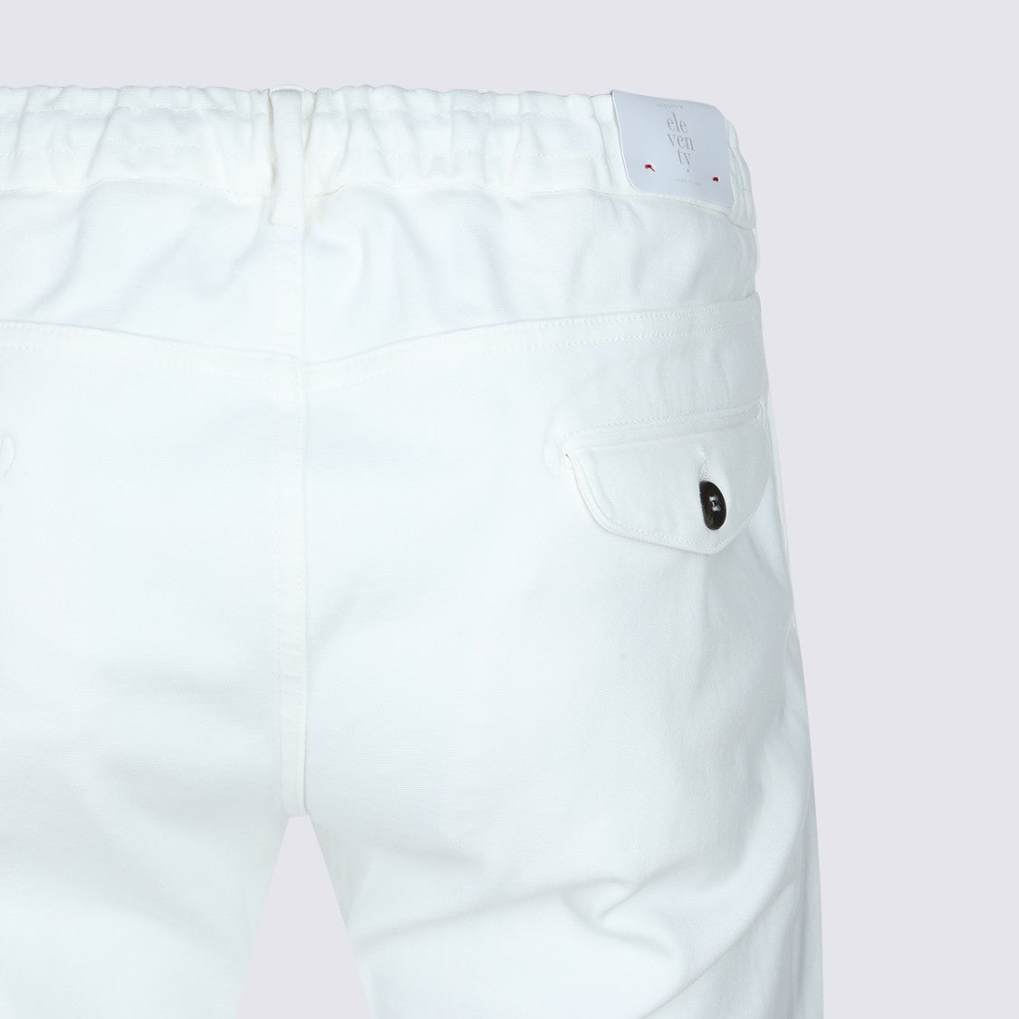 Eleventy Straight-Leg Pants Elastic Waistband Zip Closure - White