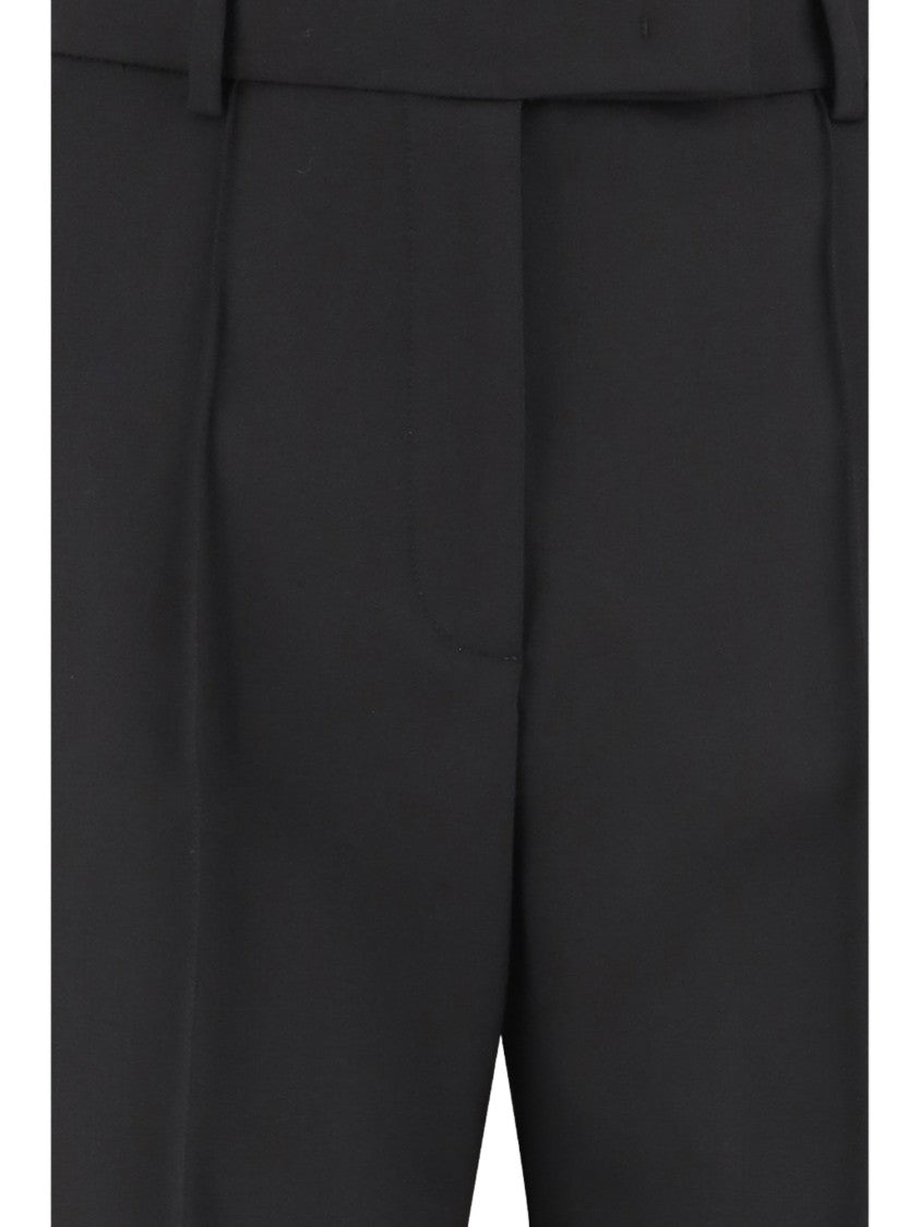 Ql2 Tailored Black Pants With Pressed Pleats And Belt Loops