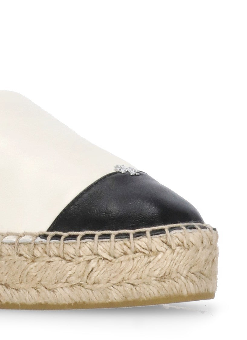 Tory Burch Ivory Leather Espadrillas