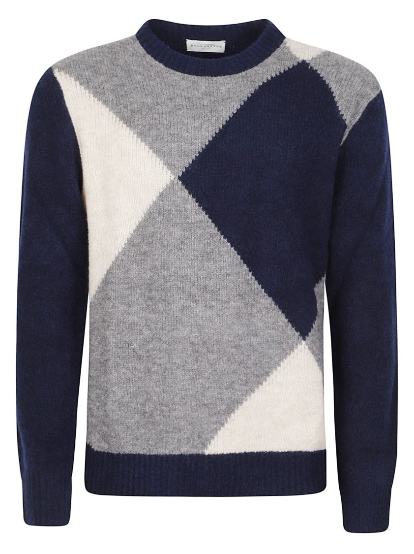 Ballantyne Maxi Diamond Intarsia Wool-Blend Sweater