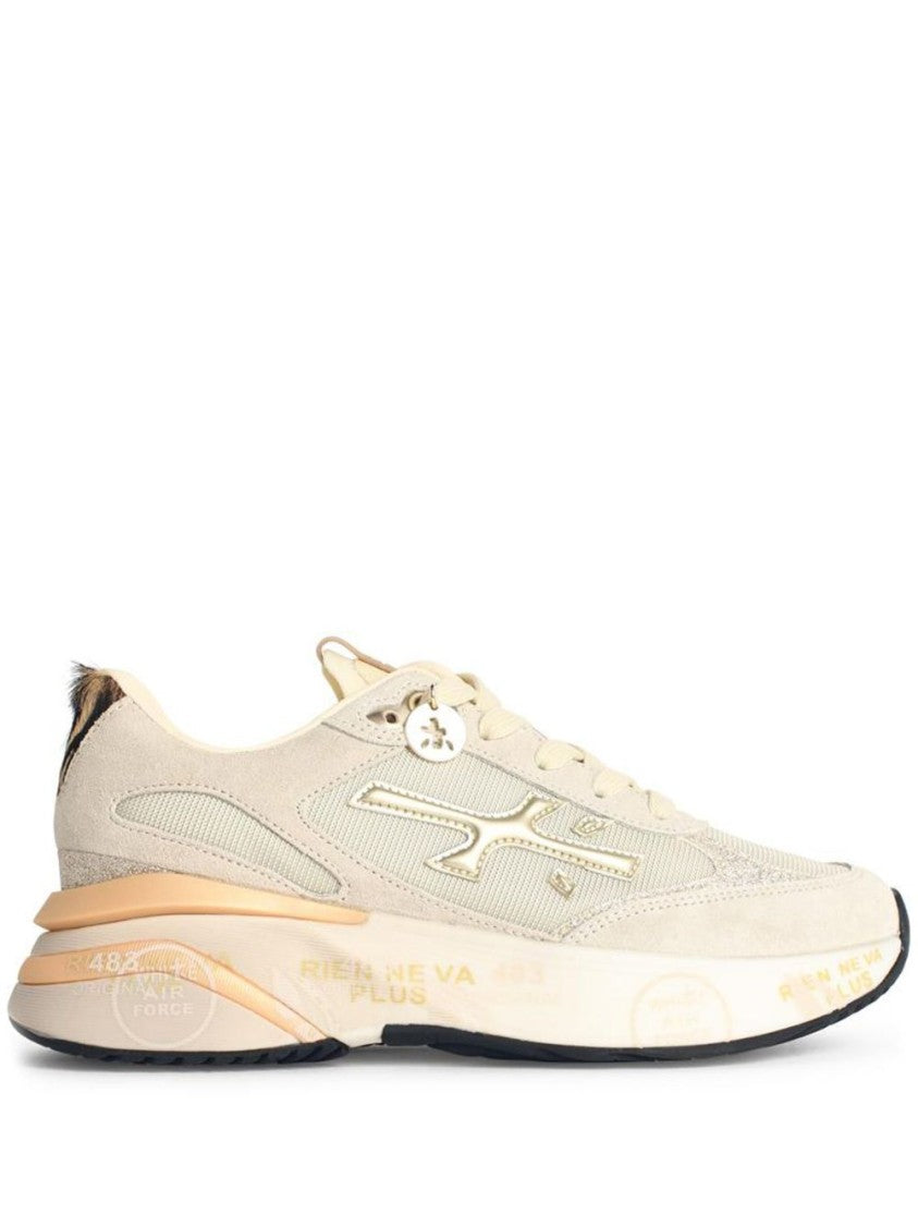 Premiata Beige Suede Sneakers With Rubber Tongue And Chunky Sole