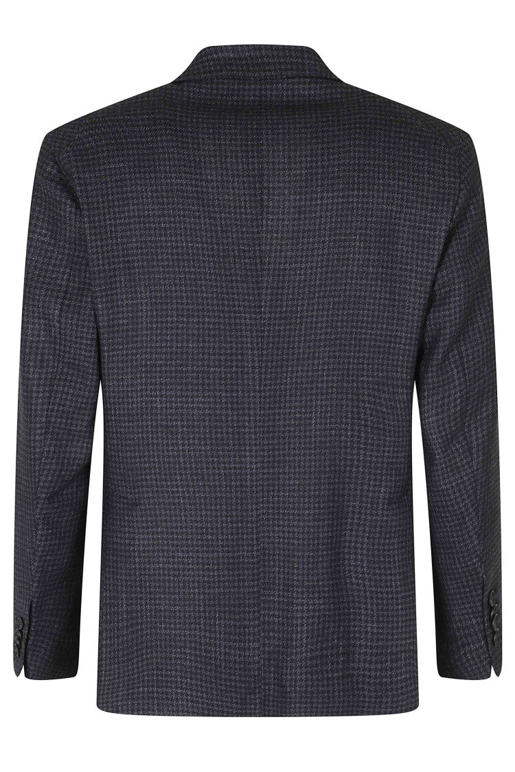 Tagliatore Blue Single-Breasted Pied-De-Poule Wool-Blend Blazer