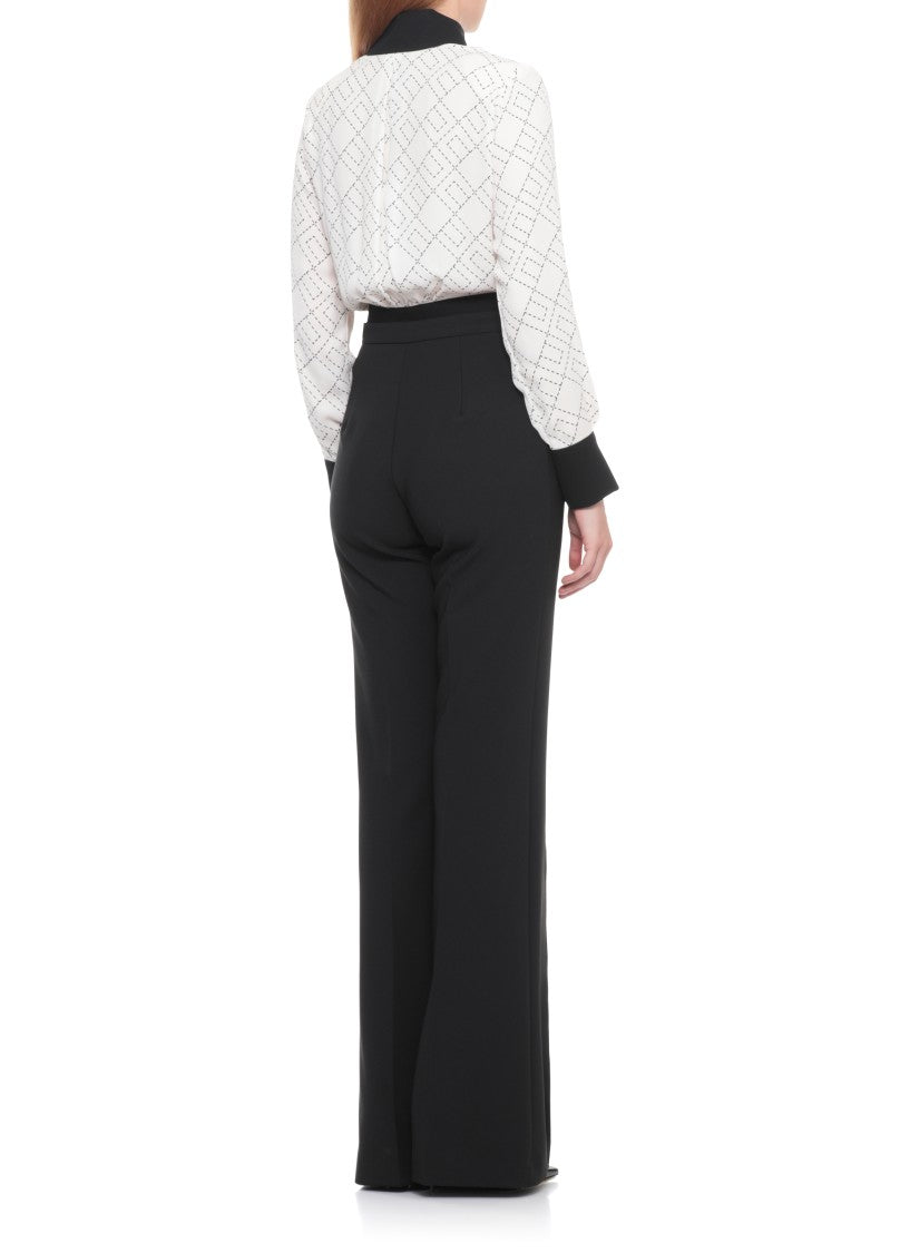 Elisabetta Franchi Bi-Color Shirt With Gold Accents And Geometric Pattern