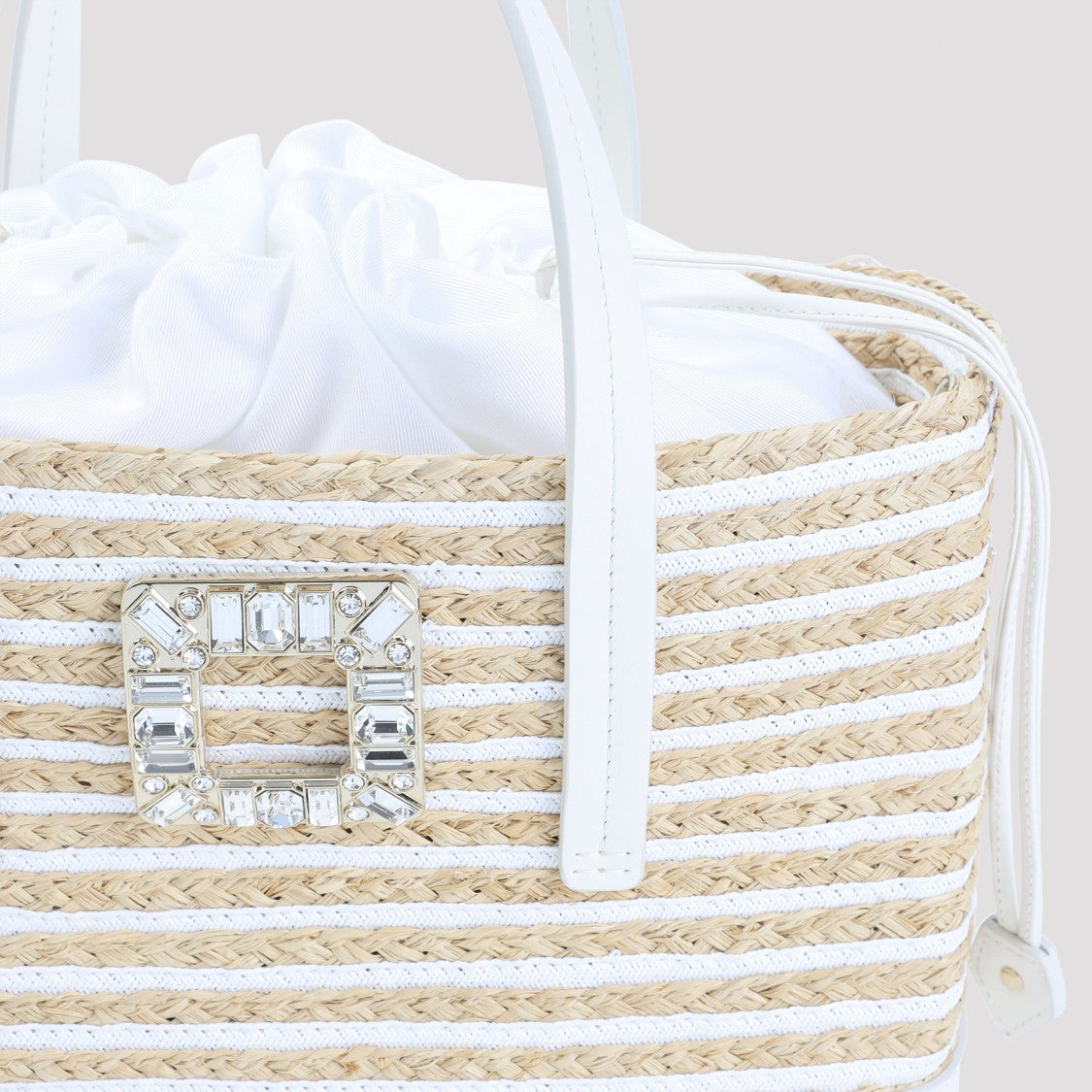 Roger Vivier Structured Straw Handbag With Leather Accents