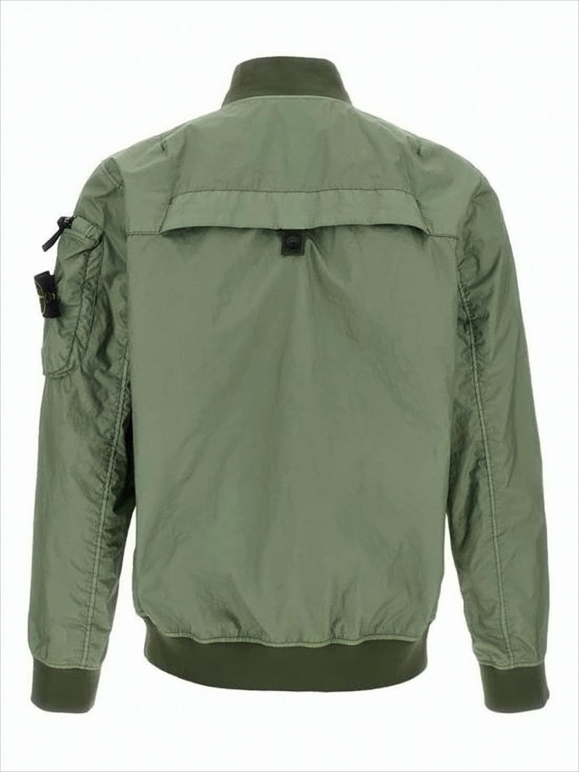 Stone Island Utilitarian Green Polyamide Bomber Jacket By Stone Island