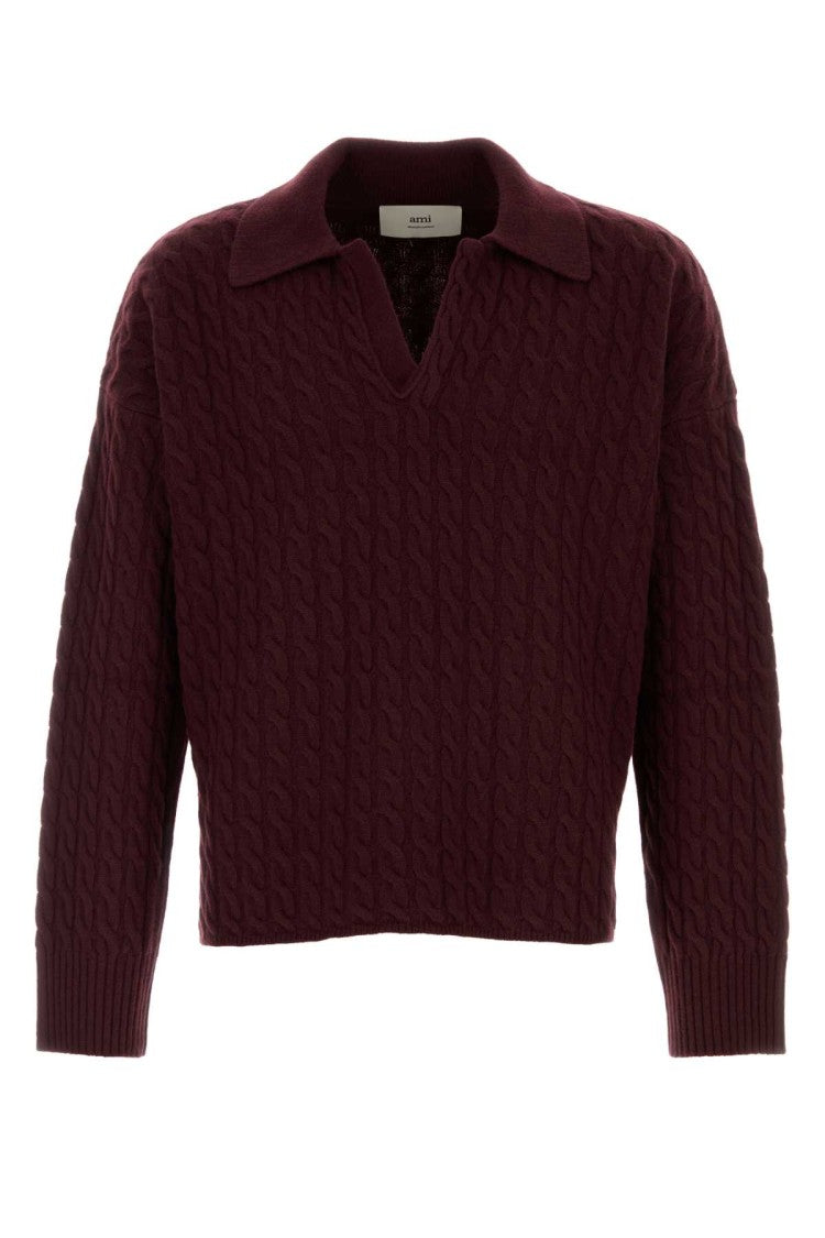 Ami Burgundy Wool Blend Oversize Sweater