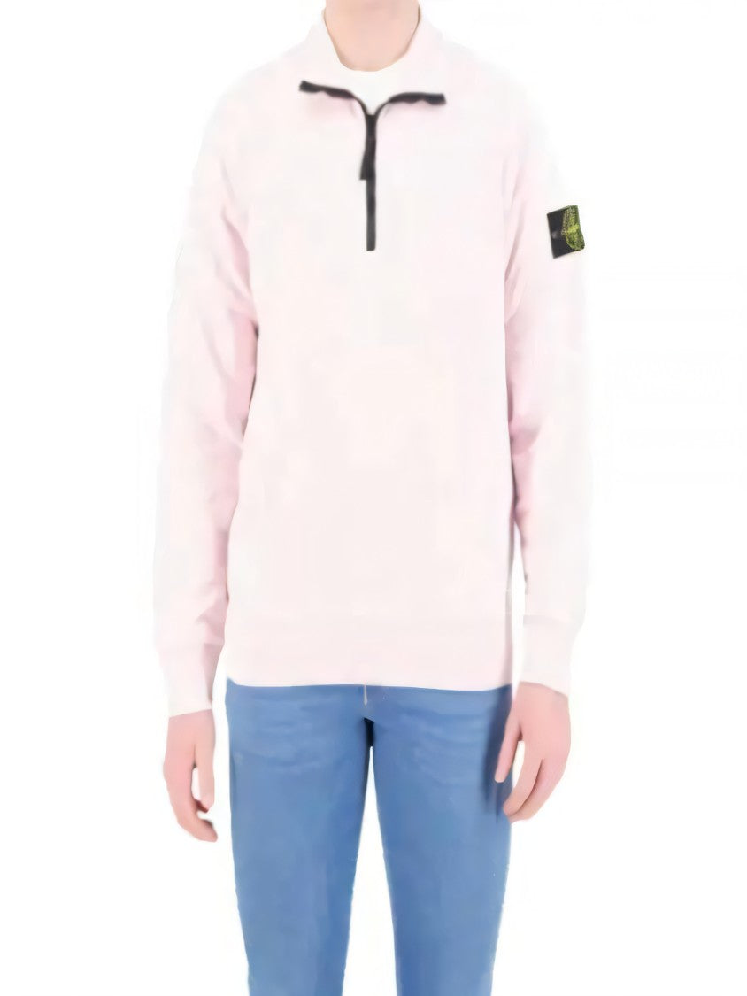 Stone Island Quarter-Zip Long-Sleeve Top With Distinctive Logo Patch