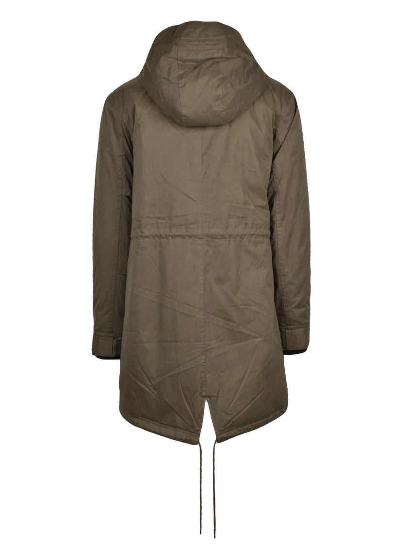 Anerkjendt Durable Cotton-Blend Green Parka With Adjustable Features