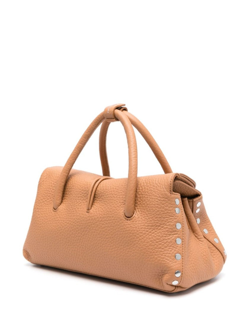 Zanellato Textured Leather Handbag With Silver-Tone Turn-Lock Clasp