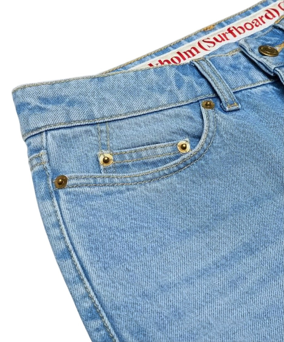 Stockholm Surfboard Club Light Blue Denim Pants With Flared Leg