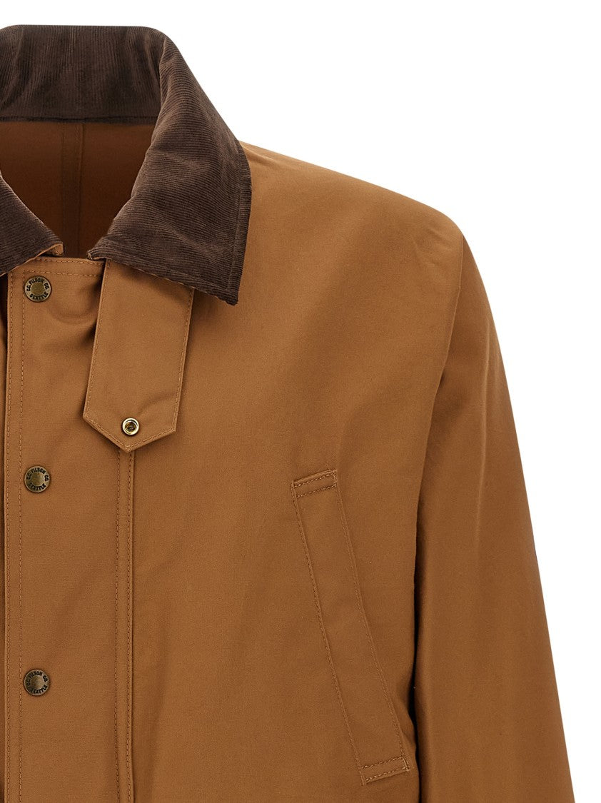 Junya Watanabe Cotton Canvas Jacket With Wool Back Insert And Corduroy Collar