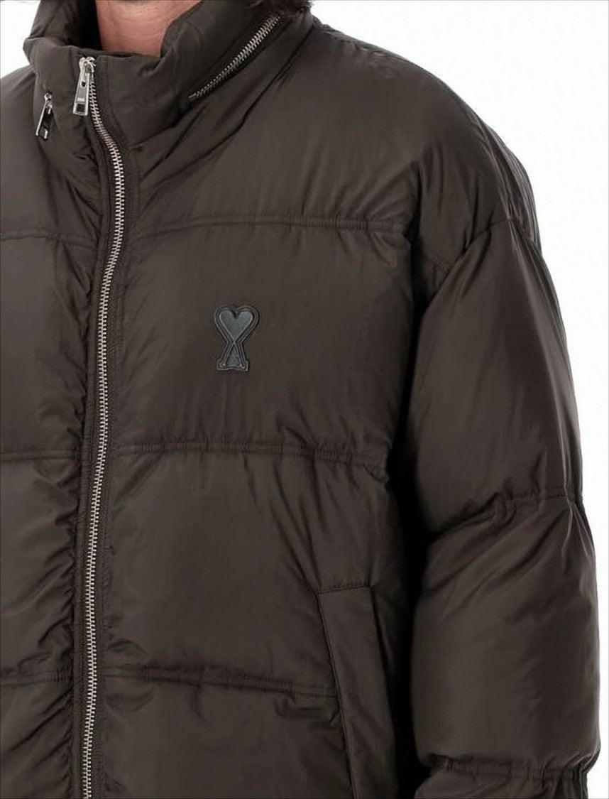 Ami Boxy Cropped Puffer Jacket With Matte Finish