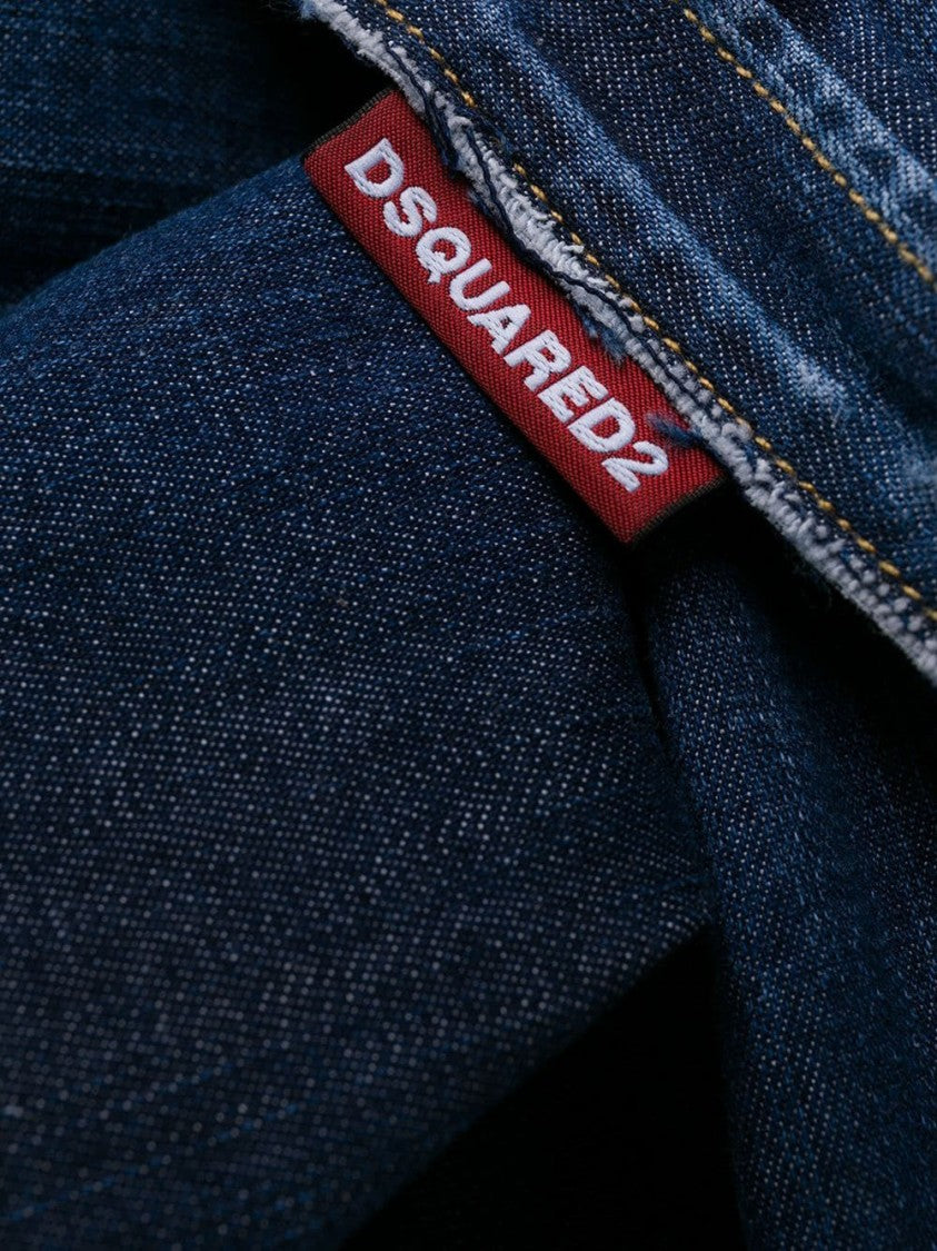 Dsquared2 Denim-Inspired Midi Dress With Button-Down Front And Epaulet Detailing