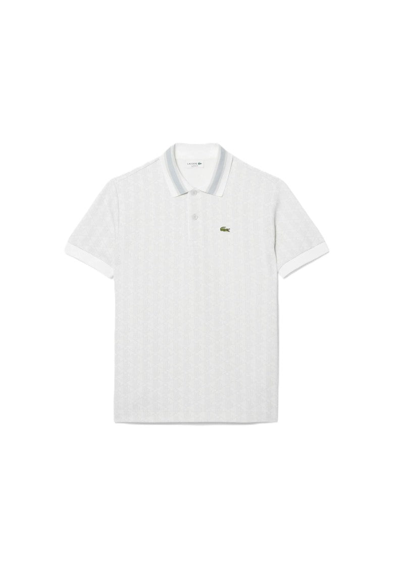Lacoste Short-Sleeved Geometric Contrast-Collar Polo Shirt
