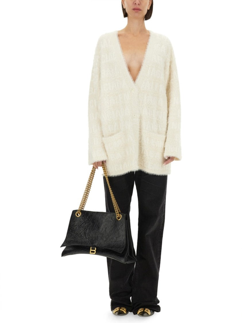 Balenciaga Oversized V-Neck Cardigan With Relaxed Fit