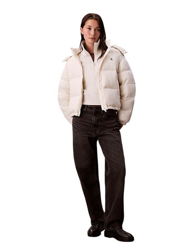 Calvin Klein Cropped Boxy Puffer Coat With Detachable Hood