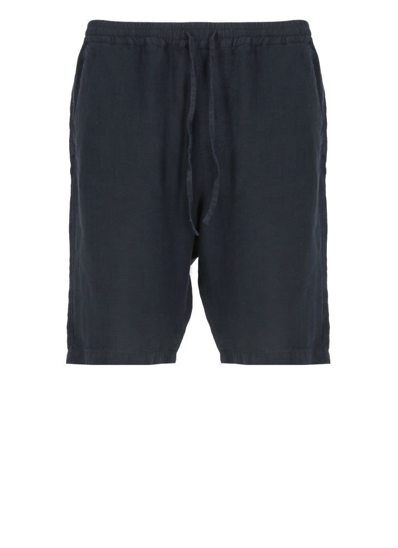 120% Lino Black Linen Bermuda Shorts