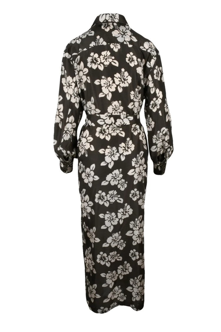 Aspesi Satin Tunic Dress - Green/White