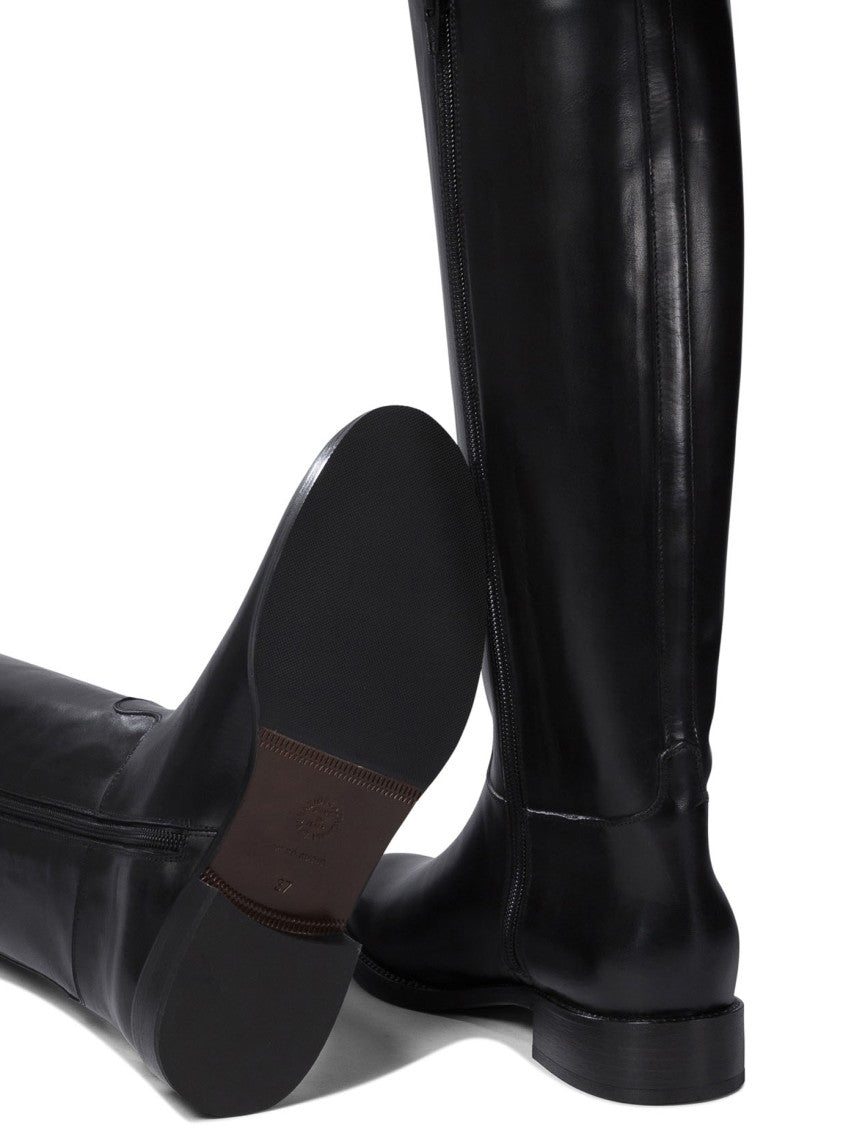 Maretto Smooth Black Leather Ankle Boots