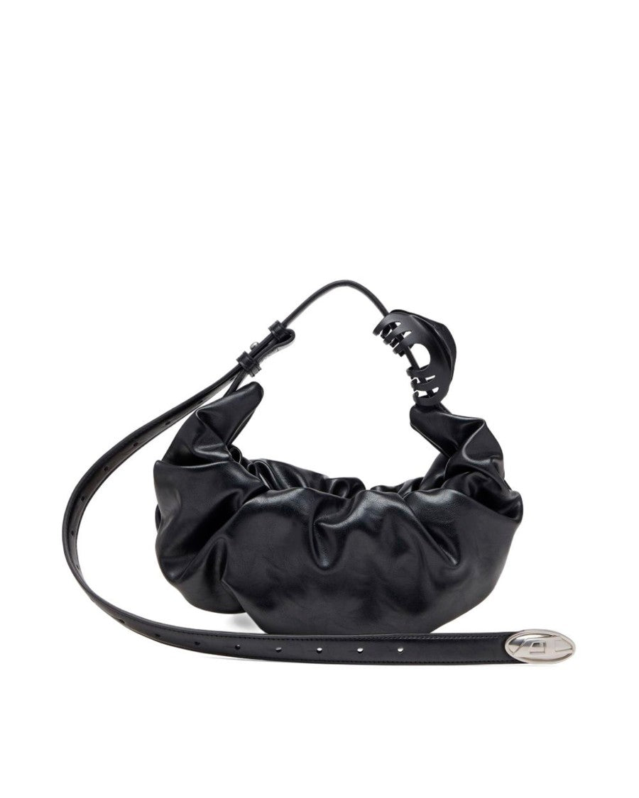 Diesel Small Gathered Hobo Bag With Adjustable Strap And Logo Detail