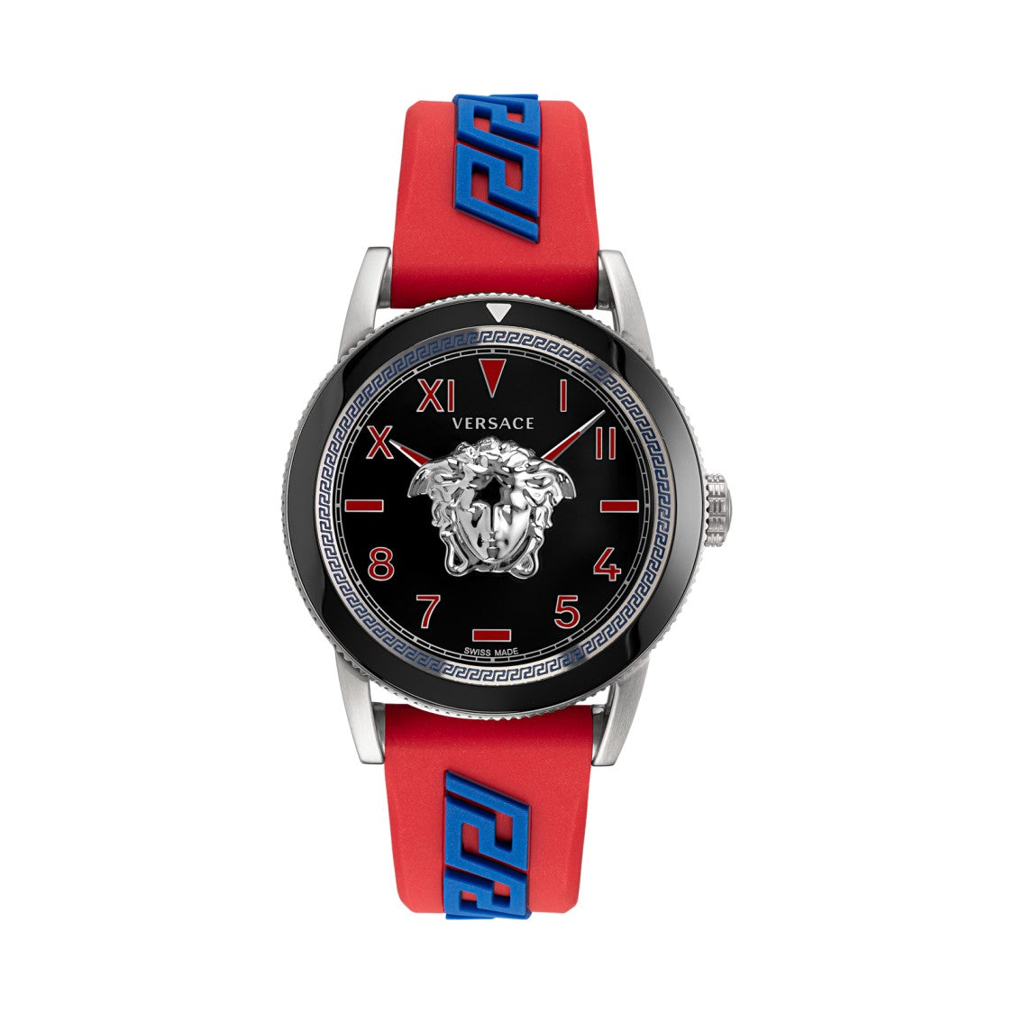 Versace Quartz Watch With Medusa Emblem And Greek Key Accents