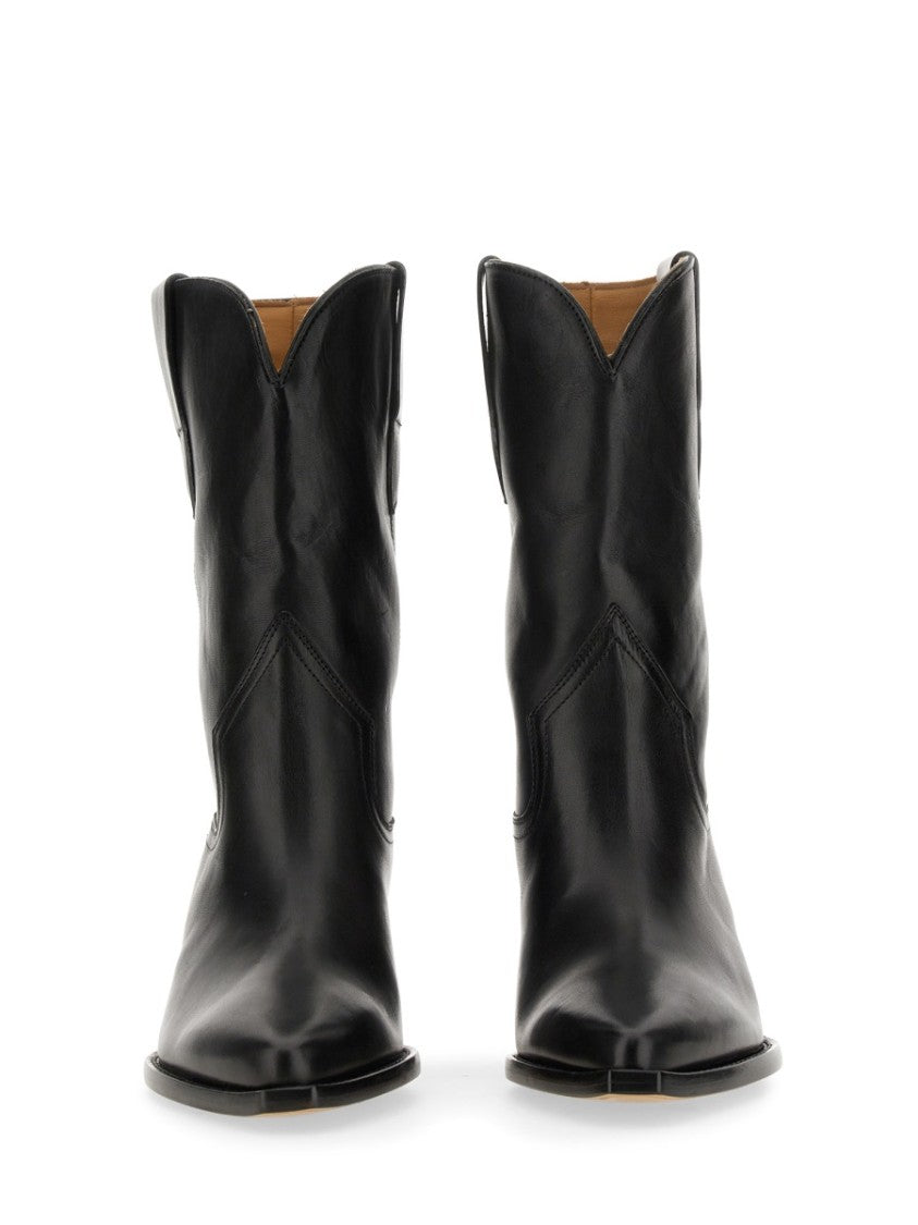 Isabel Marant Pointed Toe Black Leather Texan Boot