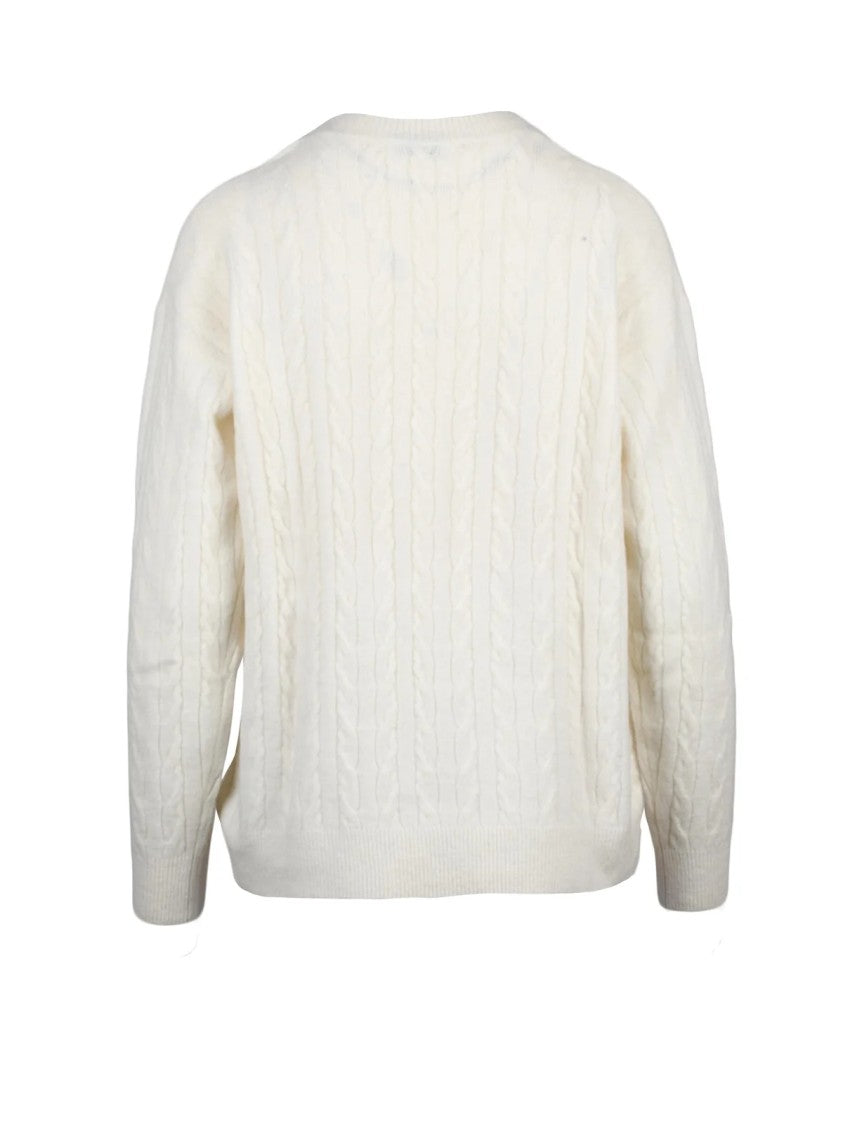 Ballantyne Textured Cable Knit Crew Neck Pullover In Alpaca Blend