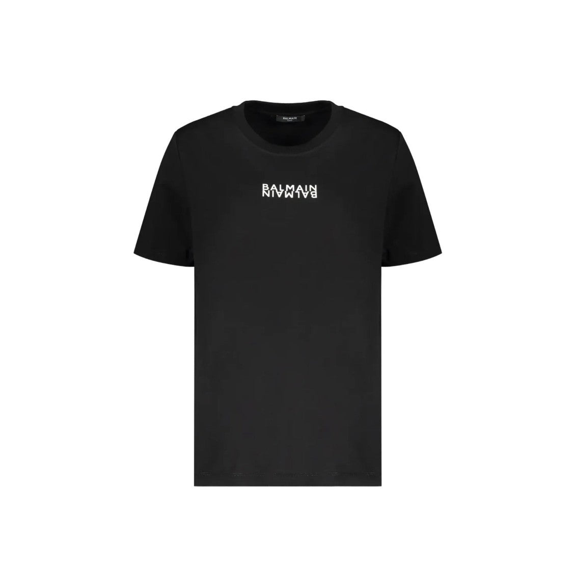 Balmain Black Logo-Print T-Shirt With Mirrored Graphic Design
